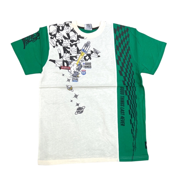 GLT4 Space Ship Tee In Green and Tan, Sz L 14-16 - Picture 1 of 7